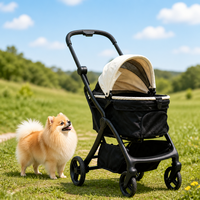 Poussette pour animaux de compagnie avec panier amovible, pliage automatique en un clic, suspension 4 roues, double frein, 20 kg, OEM ODM