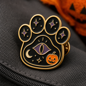 All'ingrosso metallo di Halloween nero vedendo il piede del gatto spille in smalto spille per zaini tappi vestiti - Product Image 1