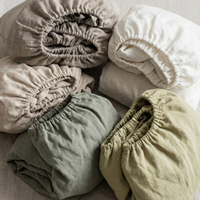 Drap-housse en lin naturel, draps de lit en lin, poches profondes, tailles Queen, King, Full, Double
