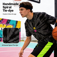 T-shirt tricoté pour homme, personnalisé, à rayures, tie-dye, décontracté, à manches courtes, coupe ample, 100% coton, 180 grammes, respirant, écologique