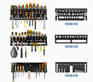 Étagère de rangement pour outils en métal à double niveau, à fixer au mur, organisateur de garage, 33x15x85cm, acier au carbone, style industriel - Product Image 6