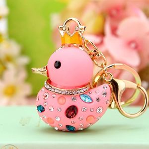 New Fashion Yellow Baby Duck Key Ring Purse <b>Bag</b> Keyring Rhinestone Keychain Charm Pendant <b>Gift</b> Keyfob - Product Image 3