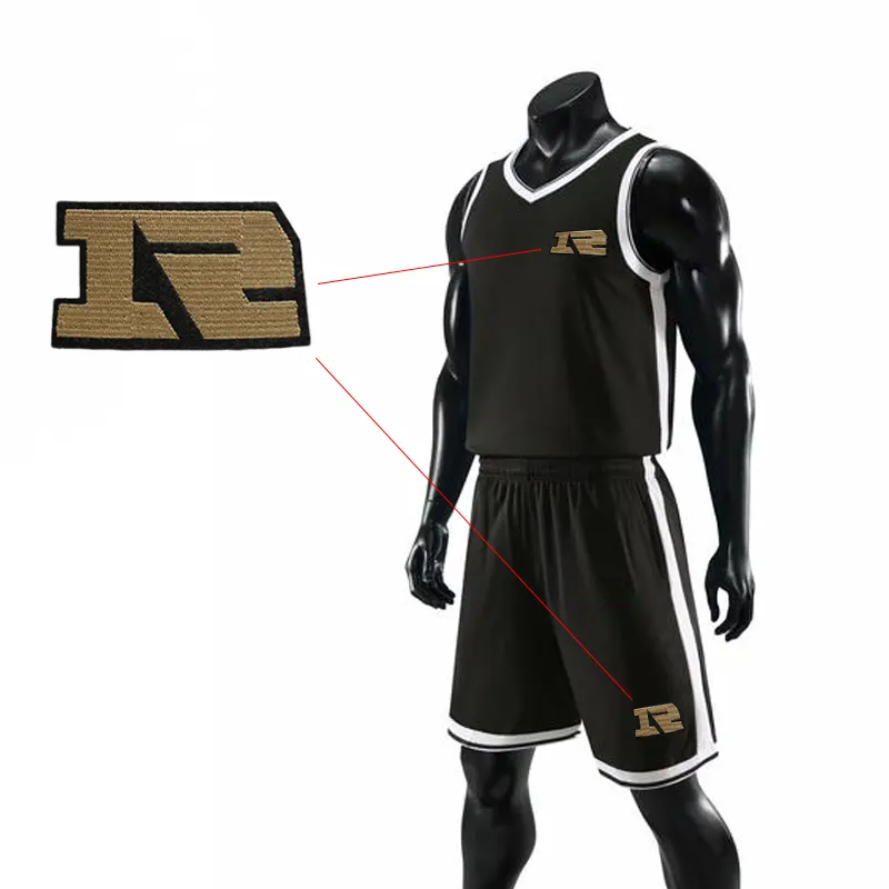 Factory Hot Sales Sportswear Papier rücken Stick etiketten Applique Basketball Team Logo Gestickte Patches