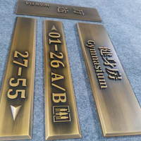 Plaque et enseigne en laiton massif forgé, design personnalisé moderne, effet vieilli, impression UV, Hongsen, haute qualité pour hôtel