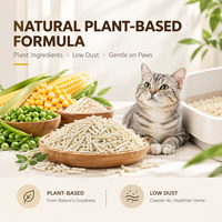 Litière pour chat en tofu naturel OEM ODM, fibres de pois, agglomération rapide, faible poussière, hautement absorbante, jetable aux toilettes, vente en gros en vrac