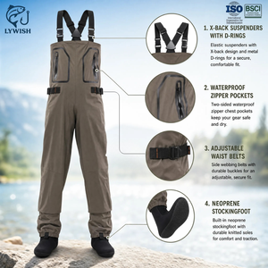 Cuissardes <span class=keywords><strong>de</strong></span> pêche respirantes et imperméables pour hommes avec bottes en néoprène, légères et résistantes, pour la pêche à la mouche et la chasse, pour adultes - Product Image 2