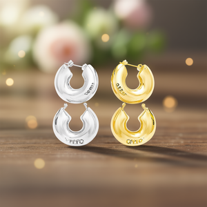 Pendientes Geométricos Oyio, Chapados en Oro, Aleación de Zinc, Unisex, Joyería Moderna, Pendientes en Tono Oro 18K y Plata - Product Image 2