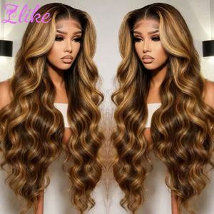 Perruque de cheveux humains vierges vietnamiens bruts, économique, avec dentelle HD complète, ondulée, avec mèches colorées, Lace Front pour femmes - Product Image 1