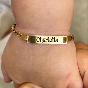 Bracelets personnalisés en acier inoxydable, plaqués or, gravés sur mesure avec nom et date de <span class=keywords><strong>naissance</strong></span>, chaînes de main, bijoux pour femmes et hommes - Product Image 1