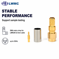 Connecteur mâle SMA LWMC à sertir pour câble LMR240 et câble de 5 mm, jusqu'à 3 GHz, VSWR 1.2 max.
