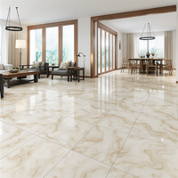 Carreaux de marbre 600*600MM Carreaux de sol en porcelaine gris blanc brillant glacé pour villa moderne Utilisation intérieure et extérieure