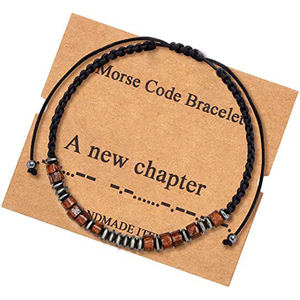 Pulseras <span class=keywords><strong>de</strong></span> código Morse <span class=keywords><strong>para</strong></span> adolescentes, regalos inspiradores, <span class=keywords><strong>amistad</strong></span>, delicada, ajustable, envoltura <span class=keywords><strong>de</strong></span> cuentas - Product Image 3