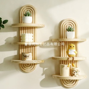Nouveau produit transfrontalier : Étagère murale ovale en spirale multicouche créative en bois massif pour plantes, artisanat en bois, décoration intérieure. - Product Image 3