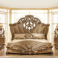 Cabecera de Cama King Size Clásica de Lujo, Tapizada en Terciopelo, con Detalles en Hoja de Oro, para Mansiones, Hoteles, Dormitorios Principales, Muebles de Diseño