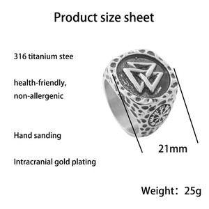 Yunnique – bague triangulaire Viking en argent pour hommes, bijoux géométriques à la mode, cadeau 21003 - Product Image 2
