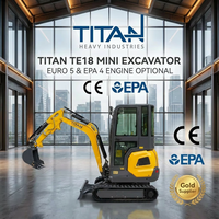 Mini-excavatrice TITAN TE18 1,8 tonne, moteur Kubota Euro 5 EPA 4, excavatrice compacte pour l'aménagement paysager