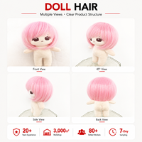 Perruque de poupée synthétique résistante à la chaleur, modèle Sizhijin 88 rose, courte, droite, avec frange oblique, vente en gros d'usine, 10cm/15cm/20cm, 500g