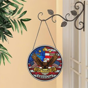 <b>Retro</b> Stained Glass Suncatcher Pendant 250 Years Of Freedom Usa Celebration - Product Image 2