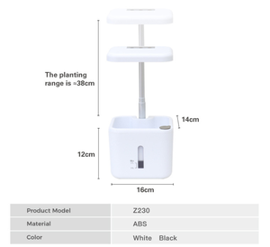 Système de culture en terre pour intérieur avec éclairage LED, pot auto-arrosant avec réservoir d'eau et perche télescopique - Product Image 3