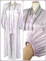 Abaya ouverte en satin brillant respirant, ornée de perles et de strass, à manches bouffantes, pour femme, robe de soirée formelle musulmane longueur cheville, pour l'Aïd