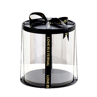 Boîtes à gâteau transparentes personnalisées rond PET noir clair grand emballage de boîte à gâteau