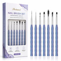 Ensemble professionnel de 7 pinceaux de manucure pour nail art, poils en nylon, manche en bambou, pour salon, peinture au gel