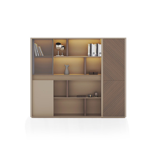 La Librería de Oficina Premium de Nuevo Diseño Cuenta con Tiras de Luz LED Integradas, Estantes Abiertos Espaciosos y Puertas de Gabinetes <span class=keywords><strong>Cerradas</strong></span> - Product Image 3