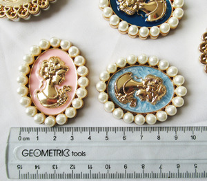 Tête Lady Cameo 53x42mm alliage métallique KC plaqué <span class=keywords><strong>or</strong></span> perle en plastique résultats ovales pour la fabrication de broches - Product Image 4
