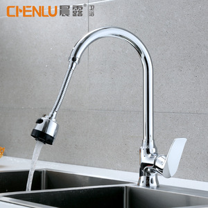 Robinet de cuisine en acier inoxydable 304, monocommande, à poser sur comptoir, avec cartouche céramique contemporaine, rotation à 360 degrés - Product Image 3