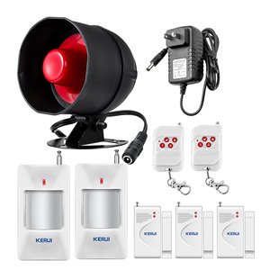 Système d'alarme de sécurité domestique KERUI avec haut-parleur puissant 115 dB, sirène antivol 433 MHz, détecteur infrarouge PIR et capteur de porte - Product Image 1