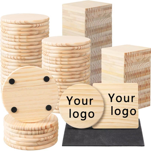 Posavasos de Madera de Acacia sin Acabado para Manualidades, con Puntos de Silicona Antideslizantes, Impresión UV, para Pintar, Grabar y Decorar el Hogar - Product Image 1