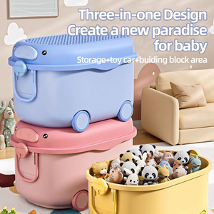 Grandi Scatole Portaoggetti per Bambini, Contenitori Colorati in Plastica con Coperchio a Blocchi per Giocattoli, Libri e Vestiti - Product Image 2