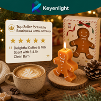 Bougie en forme de bonhomme en pain d'épices pour Noël, 42g, 100% coton, certifiée MSDS, dans une boîte cadeau découpée avec fenêtre, motif dessin animé mignon