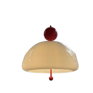 French Cream Style Glass Pendant <b>Light</b> White Round E27 <b>LED</b> Single Head Chandelier For Dining Room Bedroom Bauhaus Design - Product Image 5