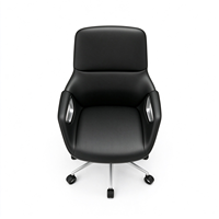 Chaise de bureau de luxe en cuir, dossier haut, pivotante, ergonomique et moderne, avec base en aluminium pour immeuble de bureaux