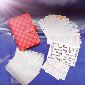 Perlengkapan Kantor A6 Set Binder Anggaran Kotak-kotak Kulit Spiral <span class=keywords><strong>Notebook</strong></span> Perencana Bisnis Binder Cincin Kotak-kotak dengan Amplop Uang Tunai - Product Image 2