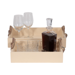 Vassoio Decorativo con Manici Forgiati in Similpelle, Vassoio Rettangolare per Servire, per Tavolino da Caffè, Arredamento Casa - Product Image 2