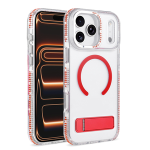Coque <span class=keywords><strong>de</strong></span> téléphone <span class=keywords><strong>de</strong></span> luxe transparente en strass <span class=keywords><strong>de</strong></span> cristal pour iPhone 17 Pro Max 16 15 14, compatible avec la recharge magnétique sans fil, pare-chocs diamanté scintillant - Product Image 1