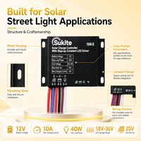 Contrôleur solaire PWM 1840 de qualité industrielle Sukite, multi-protection, 12V 40W 10A avec capteur de lumière intégré