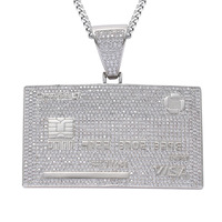 Collier pendentif carte de crédit en gros, bijoux hip-hop polis et solides pour hommes