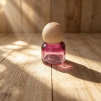 Flacon à bille en verre cylindrique de 10 ml avec bouchon en bois, flacon portable pour huile essentielle ou parfum, récipient vide rechargeable