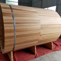 Sauna à baril traditionnel d'extérieur en cèdre rouge pour 2-3 personnes, modèle 2026, en bois massif, alimenté par prise électrique, 1800*2400 MM