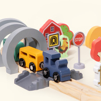 Ensemble de rails de train en bois de hêtre de 42 pièces, blocs de construction en bois pour enfants, assemblage manuel, jouet en bois polyvalent