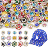 Strass en verre OEM 10/12/14mm ronds, motif tournesol double couche, à coudre avec griffes, pour vêtements, bricolage, jouets, poupées