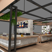 Conception 3D personnalisée en usine de JJH pour intérieur de magasin de thé au lait Coffee Shop vitrines en bois vitrine pour magasin de café