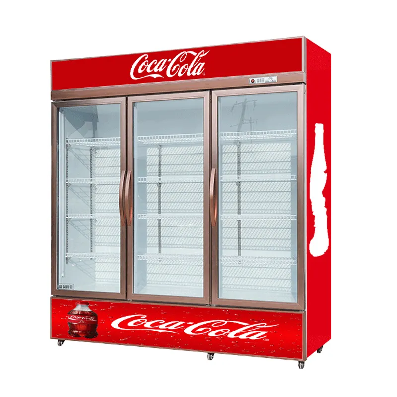 1000L dik cam kapi soğutucu cam kapi içecek soğutucu ticari ekran buzdolabı