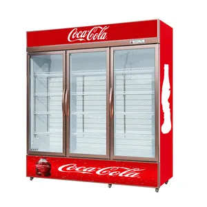 超市1000L立式玻璃门风冷展示柜冷却器饮料啤酒花商用展示柜冰箱