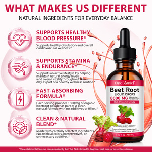 OneBtanicl 60ml Sem Álcool Orgânico Beterraba Raiz Líquido Gotas Aumentar Suporte Energético Saúde Do Coração Extrato De Beterraba Líquido Suplemento - Product Image 2