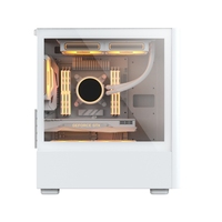 JNP Game ARGB Cool Airflow White Aluminum Alloy PC MATX Gamer Computer Gaming Tower Case with Side Panel Window
