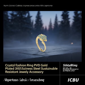 Anillo de Moda de Cristal, Chapado en Oro PVD, Acero Inoxidable 316L, Accesorio de Joyería Sostenible y Resistente - Product Image 3